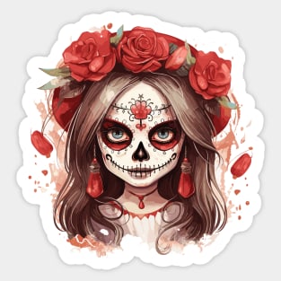 Cute Skull Girl - Halloween Design Sticker